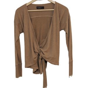Womens Abercrombie & Fitch Soft A&F Brown Long Sleeve Wrap V-Neck Sweater Size S